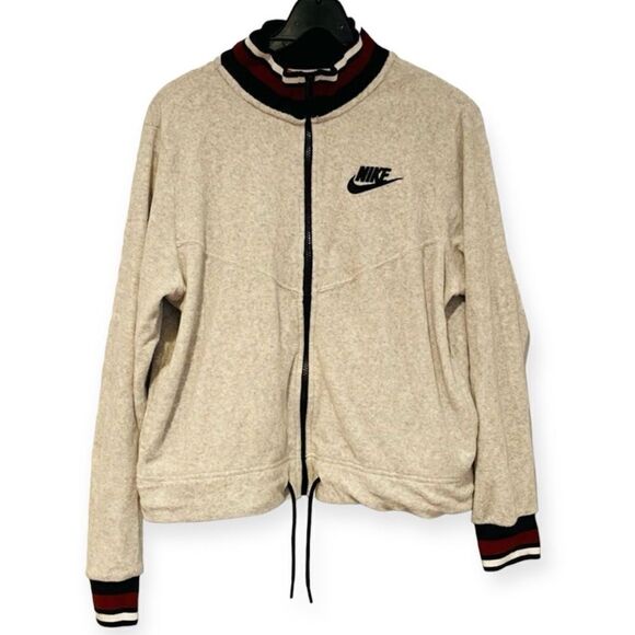 Nike Sportswear Light Gray French Terry Jacket Size Medium - Picture 1 of 8
